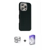 MARSİLYAN™- iPhone 16 Pro Max Kılıf Kozmos Klasik Prime - Siyah Bilvis 5in1 3D Magic Cam Ekran Koruyucu + Pers Alüminyum Kamera Lens - GS