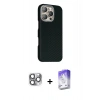 MARSİLYAN™- iPhone 16 Pro Max Kılıf Kozmos Klasik Prime - Siyah Bilvis 5in1 3D Magic Cam Ekran Koruyucu + Pers Alüminyum Kamera Lens - GI