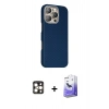 MARSİLYAN™- iPhone 16 Pro Max Kılıf Kozmos Klasik Prime - Siyah Bilvis 5in1 5D Magic Hayalet Cam Ekran Koruyucu + PVD Metal Kamera Lens - GD