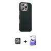 MARSİLYAN™- iPhone 16 Pro Max Kılıf Kozmos Klasik Prime - Siyah Bilvis 5in1 5D Magic Hayalet Cam Ekran Koruyucu + Siyah PVD Metal Kamera Lens