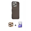 MARSİLYAN™- iPhone 16 Pro Max Kılıf Kozmos Klasik Prime - Siyah Bilvis 5in1 5D Magic Hayalet Cam Ekran Koruyucu + Pers Alüminyum Kamera Lens - CLTM