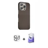 MARSİLYAN™- iPhone 16 Pro Max Kılıf Kozmos Klasik Prime - Siyah Bilvis 5in1 5D Magic Hayalet Cam Ekran Koruyucu + Pers Alüminyum Kamera Lens - GS