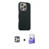 MARSİLYAN™- iPhone 16 Pro Max Kılıf Kozmos Klasik Prime - Siyah Bilvis 5in1 5D Magic Hayalet Cam Ekran Koruyucu + PVD Metal Kamera Lens - GS
