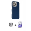 MARSİLYAN™- iPhone 16 Pro Max Kılıf Kozmos Klasik Prime - Siyah Bilvis 5in1 5D Magic Hayalet Cam Ekran Koruyucu + Gri Pers Alüminyum Kamera Lens