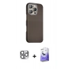 MARSİLYAN™- iPhone 16 Pro Max Kılıf Kozmos Klasik Prime - Siyah Bilvis 5in1 5D Magic Hayalet Cam Ekran Koruyucu + Gri Pers Alüminyum Kamera Lens