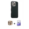MARSİLYAN™- iPhone 16 Pro Max Kılıf Kozmos Klasik Prime - Siyah Bilvis 5in1 5D Magic Hayalet Cam Ekran Koruyucu + Pers Alüminyum Kamera Lens - CLTM