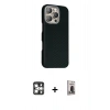 MARSİLYAN™- iPhone 16 Pro Max Kılıf Kozmos Klasik Prime - Siyah Bilvis Hayalet Cam Ekran Koruyucu + PVD Metal Kamera Lens - GS