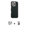 MARSİLYAN™- iPhone 16 Pro Max Kılıf Kozmos Klasik Prime - Siyah Bilvis Hayalet Cam Ekran Koruyucu + Pers Alüminyum Kamera Lens - GS