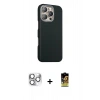 MARSİLYAN™- iPhone 16 Pro Max Kılıf Kozmos Klasik Prime - Siyah Buffer Cam Ekran Koruyucu + Gümüş Pers Alüminyum Kamera Lens