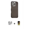 MARSİLYAN™- iPhone 16 Pro Max Kılıf Kozmos Klasik Prime - Siyah Buffer Cam Ekran Koruyucu + Gümüş Pers Alüminyum Kamera Lens