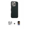MARSİLYAN™- iPhone 16 Pro Max Kılıf Kozmos Klasik Prime - Siyah Buffer Hayalet Cam Ekran Koruyucu + Pers Alüminyum Kamera Lens - GS