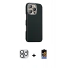 MARSİLYAN™- iPhone 16 Pro Max Kılıf Kozmos Klasik Prime - Siyah Buffer Hayalet Cam Ekran Koruyucu + Pers Alüminyum Kamera Lens - GI