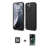 MARSİLYAN™- iPhone 16 Pro Max Kılıf Kozmos Yansıma Özel Seri - Siyah 360 Mat Full Body Arka Koruyucu + PVD Metal Kamera Lens - SH