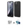 MARSİLYAN™- iPhone 16 Pro Max Kılıf Kozmos Yansıma Özel Seri - Siyah 3D Antistatik Cam Ekran Koruyucu + Pers Alüminyum Kamera Lens - GS