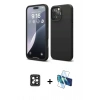 MARSİLYAN™- iPhone 16 Pro Max Kılıf Kozmos Yansıma Özel Seri - Siyah 3D Antistatik Cam Ekran Koruyucu + PVD Metal Kamera Lens - SH