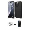 MARSİLYAN™- iPhone 16 Pro Max Kılıf Kozmos Yansıma Özel Seri - Siyah 3D Antistatik Hayalet Cam Ekran Koruyucu + Pers Alüminyum Kamera Lens - GS