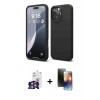 MARSİLYAN™- iPhone 16 Pro Max Kılıf Kozmos Yansıma Özel Seri - Siyah 3D Antistatik Mat Seramik Nano Ekran Koruyucu + Gümüş Bilvis Titan Kamera Lens