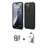 MARSİLYAN™- iPhone 16 Pro Max Kılıf Kozmos Yansıma Özel Seri - Siyah Bilvis 3X AR Hayalet Cam Ekran Koruyucu + Pers Alüminyum Kamera Lens - GI