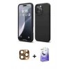 MARSİLYAN™- iPhone 16 Pro Max Kılıf Kozmos Yansıma Özel Seri - Siyah Bilvis 5in1 5D Magic Hayalet Cam Ekran Koruyucu + Pers Alüminyum Kamera Lens - CLTM