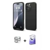 MARSİLYAN™- iPhone 16 Pro Max Kılıf Kozmos Yansıma Özel Seri - Siyah Bilvis 5in1 5D Magic Hayalet Cam Ekran Koruyucu + Pers Alüminyum Kamera Lens - GS