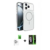 MARSİLYAN™- iPhone 16 Pro Max Kılıf Kutup Doku Serisi - Şeffaf 360 Full Body Arka Koruyucu + Raze Metal Kamera Lens - BZ
