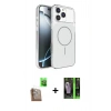 MARSİLYAN™- iPhone 16 Pro Max Kılıf Kutup Doku Serisi - Şeffaf 360 Full Body Arka Koruyucu + Raze Metal Kamera Lens - CLTM