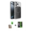 MARSİLYAN™- iPhone 16 Pro Max Kılıf Kutup Doku Serisi - Şeffaf 360 Full Body Arka Koruyucu + Raze Metal Kamera Lens - CLTM