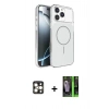 MARSİLYAN™- iPhone 16 Pro Max Kılıf Kutup Doku Serisi - Şeffaf 360 Full Body Arka Koruyucu + PVD Metal Kamera Lens - GD