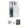 MARSİLYAN™- iPhone 16 Pro Max Kılıf Kutup Doku Serisi - Şeffaf 360 Full Body Arka Koruyucu + Pers Alüminyum Kamera Lens - GS