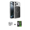 MARSİLYAN™- iPhone 16 Pro Max Kılıf Kutup Doku Serisi - Şeffaf 360 Full Body Arka Koruyucu + Pers Alüminyum Kamera Lens - GS