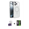 MARSİLYAN™- iPhone 16 Pro Max Kılıf Kutup Doku Serisi - Şeffaf 360 Full Body Arka Koruyucu + Siyah Bilvis Titan Kamera Lens