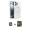 MARSİLYAN™- iPhone 16 Pro Max Kılıf Kutup Doku Serisi - Şeffaf 360 Full Body Arka Koruyucu + Siyah PVD Metal Kamera Lens