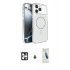 MARSİLYAN™- iPhone 16 Pro Max Kılıf Kutup Doku Serisi - Şeffaf Pasifik Cam Ekran Koruyucu + PVD Metal Kamera Lens - GD