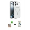 MARSİLYAN™- iPhone 16 Pro Max Kılıf Kutup Doku Serisi - Şeffaf Pasifik Cam Ekran Koruyucu + Raze Metal Kamera Lens - CLTM