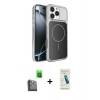 MARSİLYAN™- iPhone 16 Pro Max Kılıf Kutup Doku Serisi - Şeffaf Pasifik Cam Ekran Koruyucu + Raze Metal Kamera Lens - SH