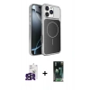 MARSİLYAN™- iPhone 16 Pro Max Kılıf Kutup Doku Serisi - Siyah 360 Mat Full Body Arka Koruyucu + Bilvis Titan Kamera Lens - SH