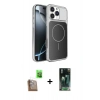 MARSİLYAN™- iPhone 16 Pro Max Kılıf Kutup Doku Serisi - Siyah 360 Mat Full Body Arka Koruyucu + Raze Metal Kamera Lens - CLTM