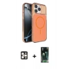MARSİLYAN™- iPhone 16 Pro Max Kılıf Kutup Doku Serisi - Siyah 360 Mat Full Body Arka Koruyucu + Gold PVD Metal Kamera Lens