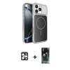 MARSİLYAN™- iPhone 16 Pro Max Kılıf Kutup Doku Serisi - Siyah 360 Mat Full Body Arka Koruyucu + Gold PVD Metal Kamera Lens