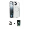MARSİLYAN™- iPhone 16 Pro Max Kılıf Kutup Doku Serisi - Siyah 360 Mat Full Body Arka Koruyucu + Gold PVD Metal Kamera Lens