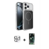 MARSİLYAN™- iPhone 16 Pro Max Kılıf Kutup Doku Serisi - Siyah 360 Mat Full Body Arka Koruyucu + Pers Alüminyum Kamera Lens - GS