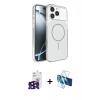 MARSİLYAN™- iPhone 16 Pro Max Kılıf Kutup Doku Serisi - Siyah 3D Antistatik Cam Ekran Koruyucu + Bilvis Titan Kamera Lens - SH