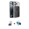 MARSİLYAN™- iPhone 16 Pro Max Kılıf Kutup Doku Serisi - Siyah 3D Antistatik Cam Ekran Koruyucu + Bilvis Titan Kamera Lens - TMGI
