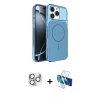 MARSİLYAN™- iPhone 16 Pro Max Kılıf Kutup Doku Serisi - Siyah 3D Antistatik Cam Ekran Koruyucu + Pers Alüminyum Kamera Lens - GS