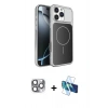 MARSİLYAN™- iPhone 16 Pro Max Kılıf Kutup Doku Serisi - Siyah 3D Antistatik Cam Ekran Koruyucu + Pers Alüminyum Kamera Lens - GI