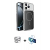 MARSİLYAN™- iPhone 16 Pro Max Kılıf Kutup Doku Serisi - Siyah 3D Antistatik Cam Ekran Koruyucu + Pers Alüminyum Kamera Lens - GS