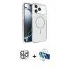 MARSİLYAN™- iPhone 16 Pro Max Kılıf Kutup Doku Serisi - Siyah 3D Antistatik Cam Ekran Koruyucu + Pers Alüminyum Kamera Lens - GI