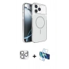 MARSİLYAN™- iPhone 16 Pro Max Kılıf Kutup Doku Serisi - Siyah 3D Antistatik Cam Ekran Koruyucu + Pers Alüminyum Kamera Lens - GS