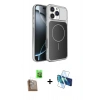 MARSİLYAN™- iPhone 16 Pro Max Kılıf Kutup Doku Serisi - Siyah 3D Antistatik Cam Ekran Koruyucu + Raze Metal Kamera Lens - CLTM