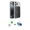 MARSİLYAN™- iPhone 16 Pro Max Kılıf Kutup Doku Serisi - Siyah 3D Antistatik Cam Ekran Koruyucu + Raze Metal Kamera Lens - BZ